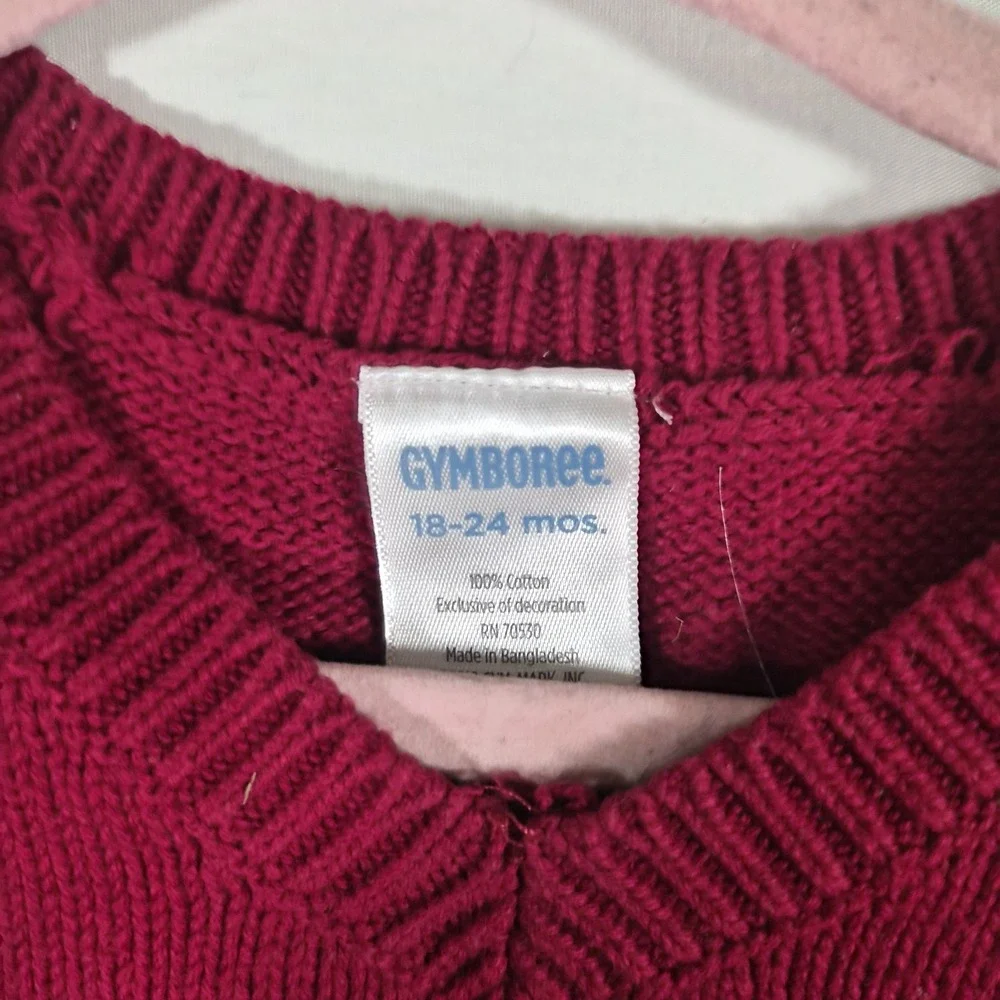 Gymboree Baby Boys 18-24M Sweater Vest Skiing Dog Red Navy Striped Winter